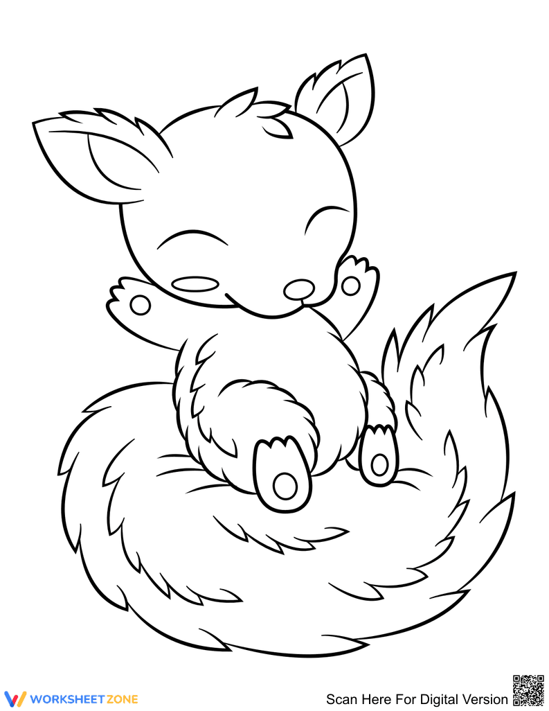 Printable Sleeping Squirrel Coloring Page | Kindergarten - Page 1