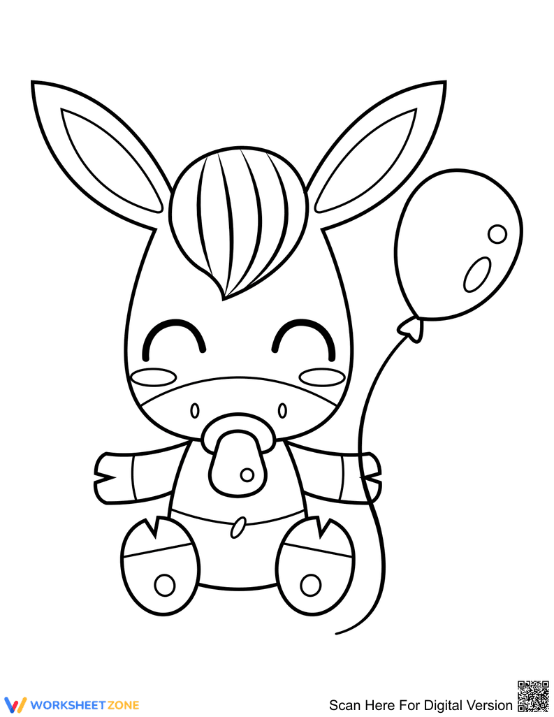 Baby Donkey Coloring Page | Essential Kindergarten Art - Page 1