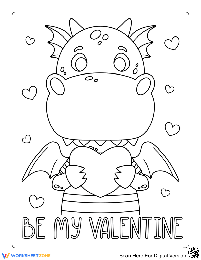 Valentine's Day Dragon Coloring Page | Essential Printable - Page 1