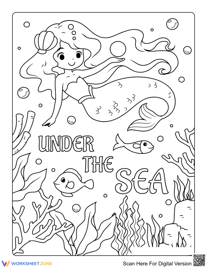 Ariel Princess Coloring Page | Essential Kindergarten Art - Page 1