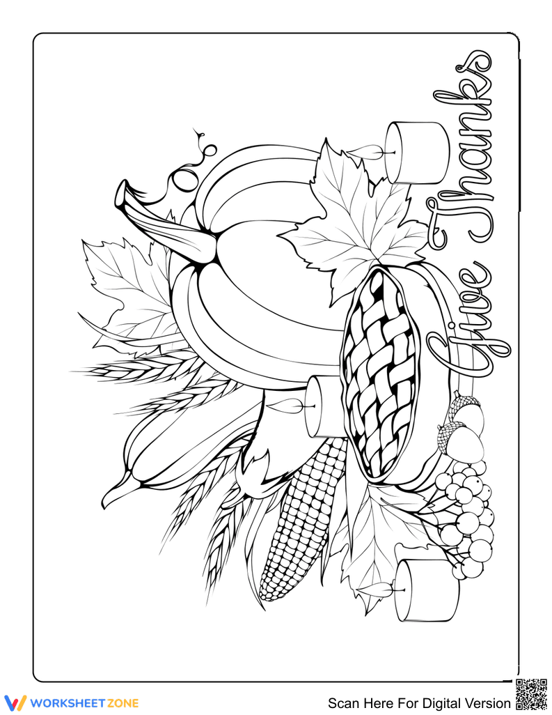 Autumn Food Harvest Coloring Page | Essential K-2 Activity - Page 1