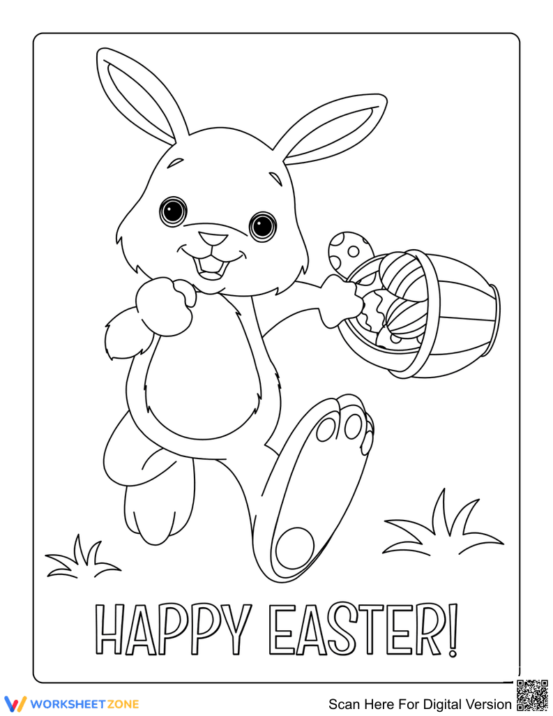 Printable Easter Bunny Coloring Page | Kindergarten Ready - Page 1