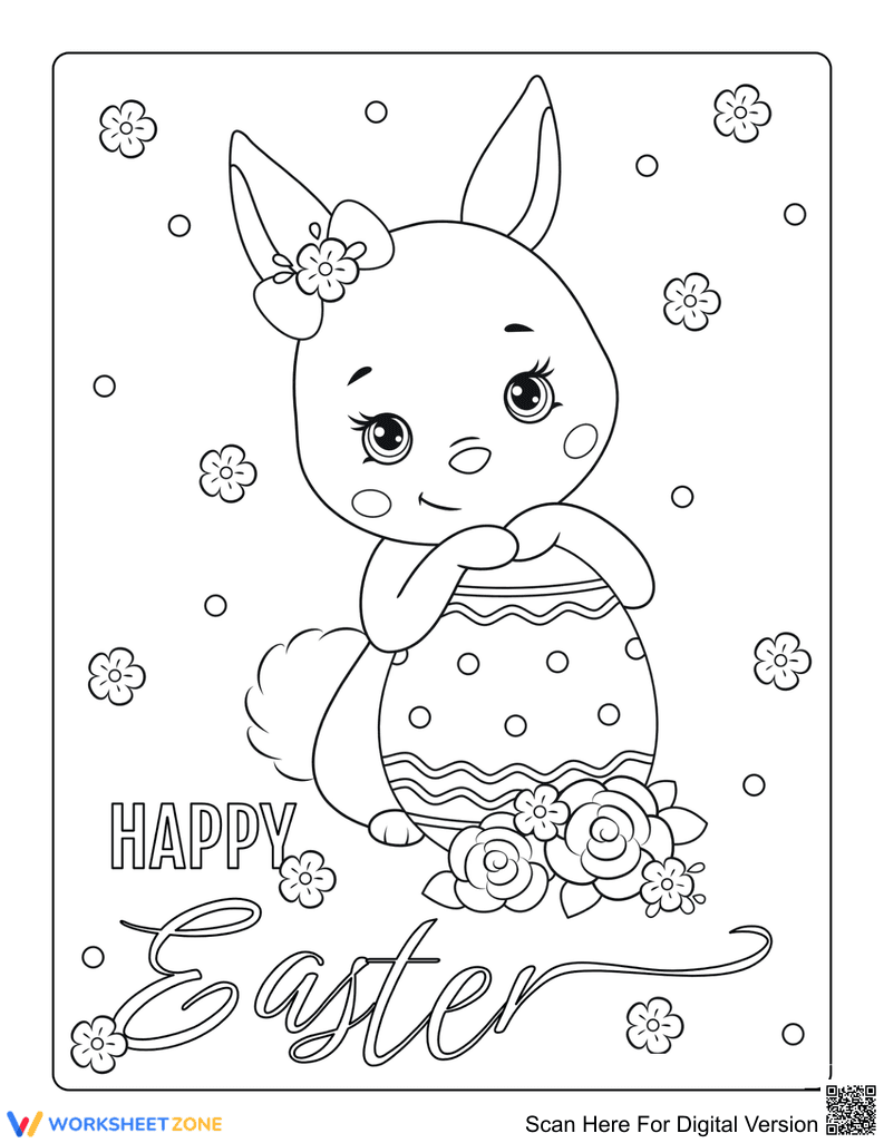 Printable Easter Rabbit Coloring Page | Grade K-2 - Page 1