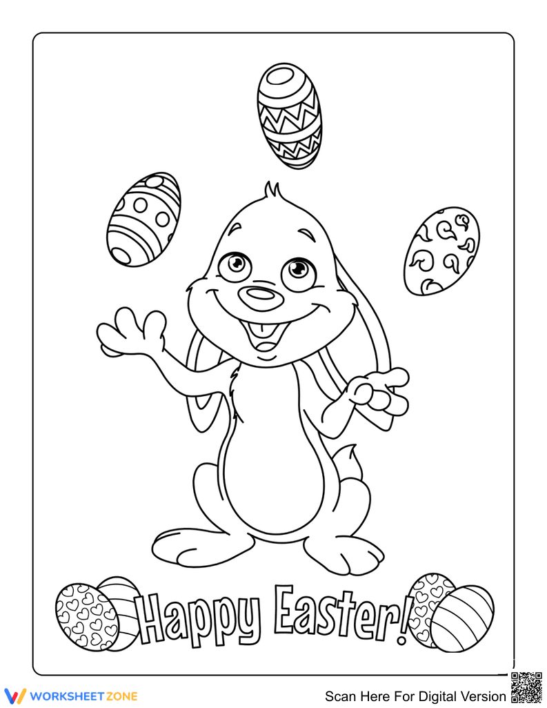 Bunny Juggling Egg Printable Easter Worksheet - Page 1