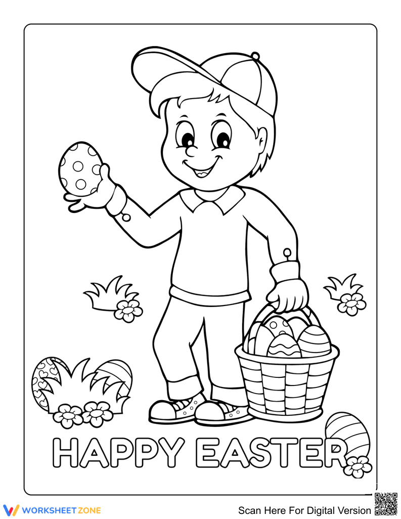 Easter Egg Hunt Printable Coloring Page | Grade K-2 - Page 1