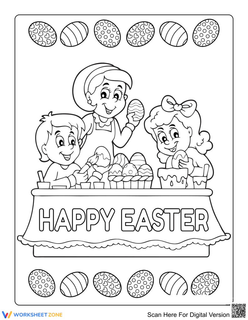 Children Decorating Easter Eggs - Page 1