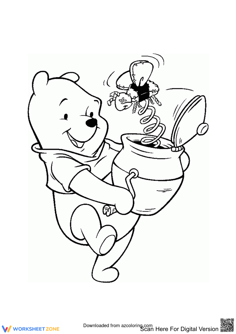 Pooh Bear Coloring Page | Printable Kindergarten Activity - Page 1