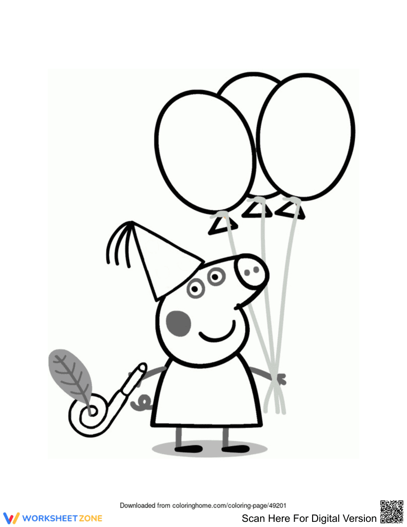 Peppa Pig Birthday Coloring Page | Printable Kindergarten - Page 1