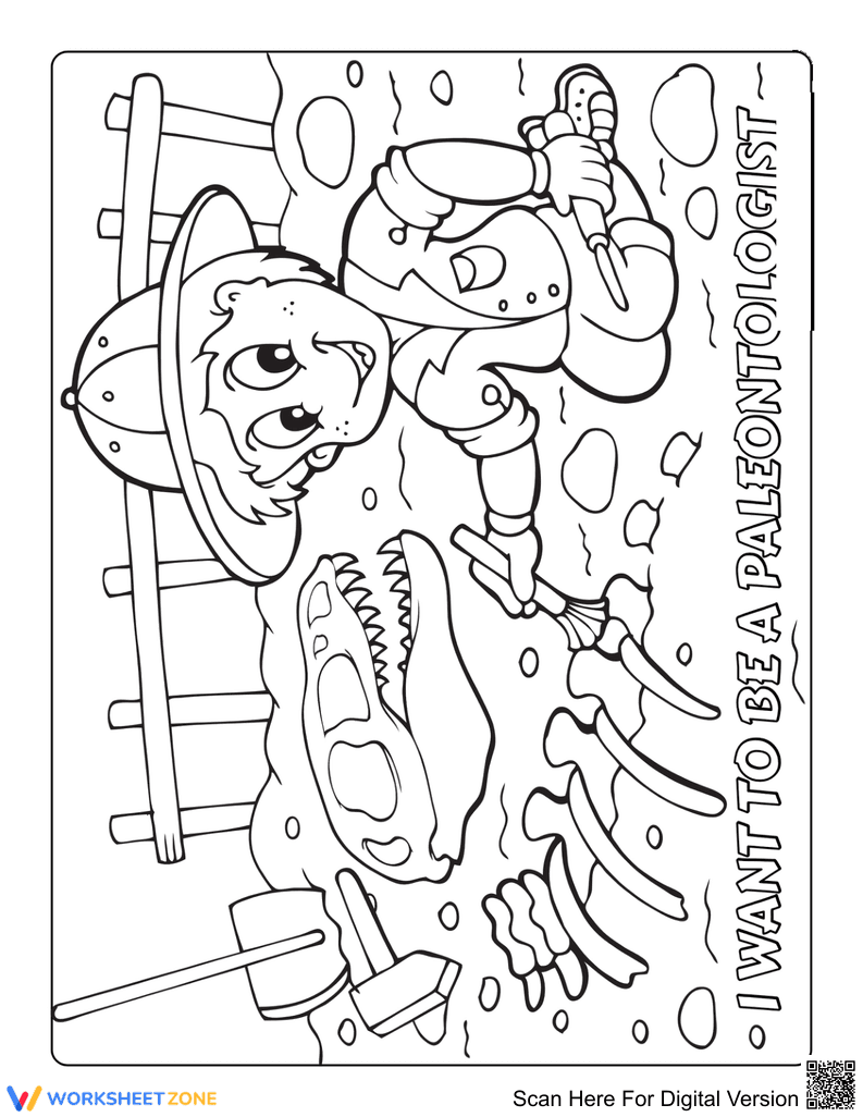 Dinosaur Fossil Coloring Page | Essential Kindergarten Art - Page 1