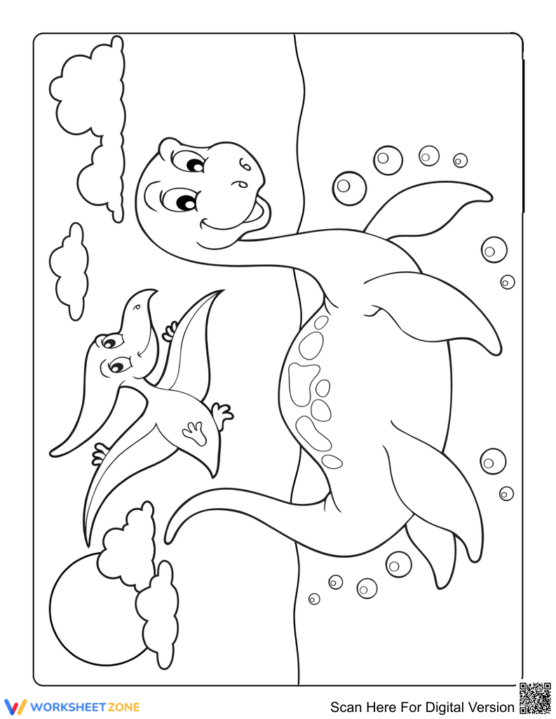 Printable Dinosaur Coloring Page | Kindergarten Arts - Page 1