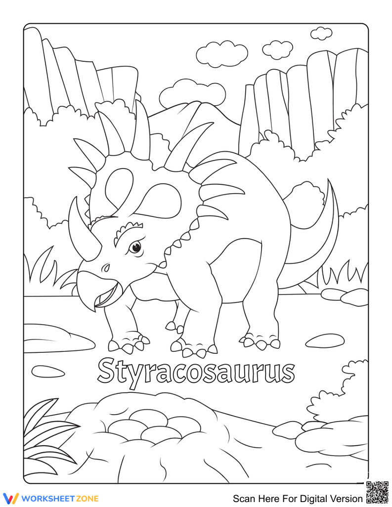 Styracosaurus Dinosaur Coloring Page | Essential Grade K - Page 1