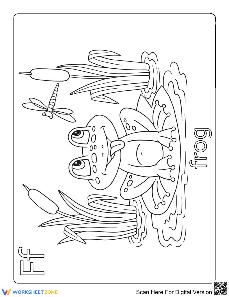 Frog in Pond Coloring Page | Essential Grade K-2 Activity - Page 1