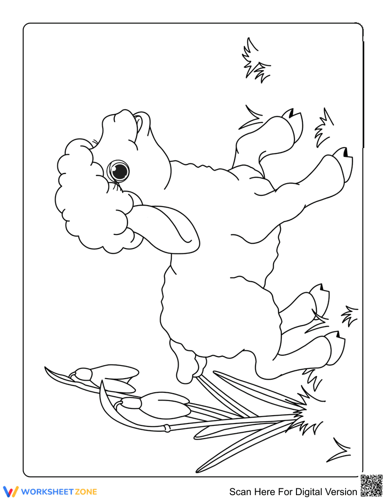 Sheep on the Grass Printable Coloring Page | Grade K-2 - Page 1