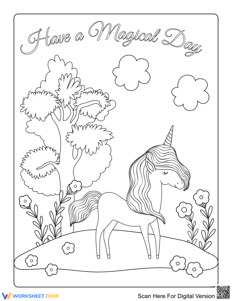 Unicorn Near Flowers Illustration - Page 1