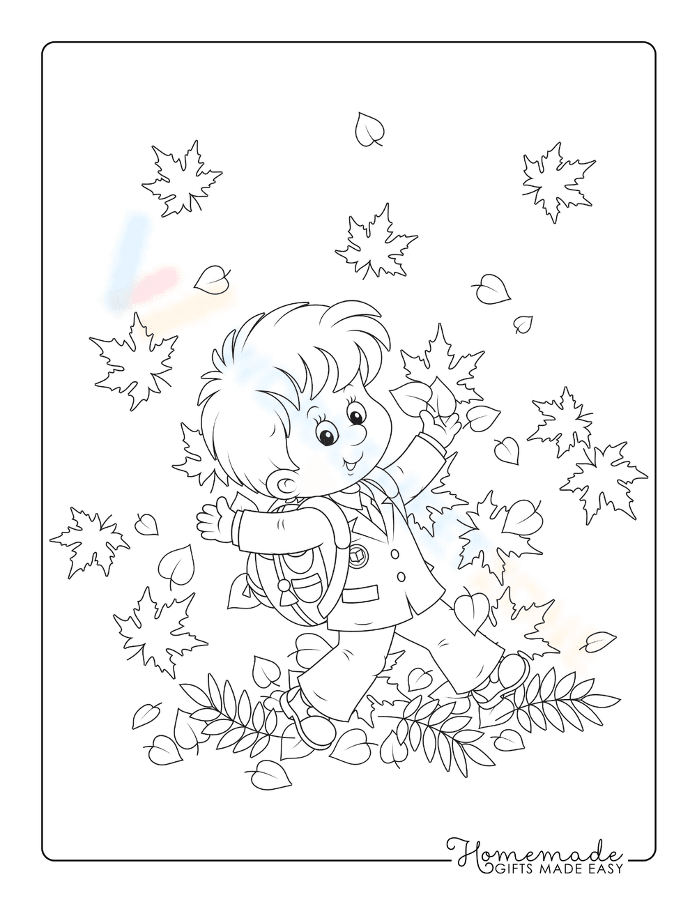 Walking Through Fall Leaves Illustration - Page 1