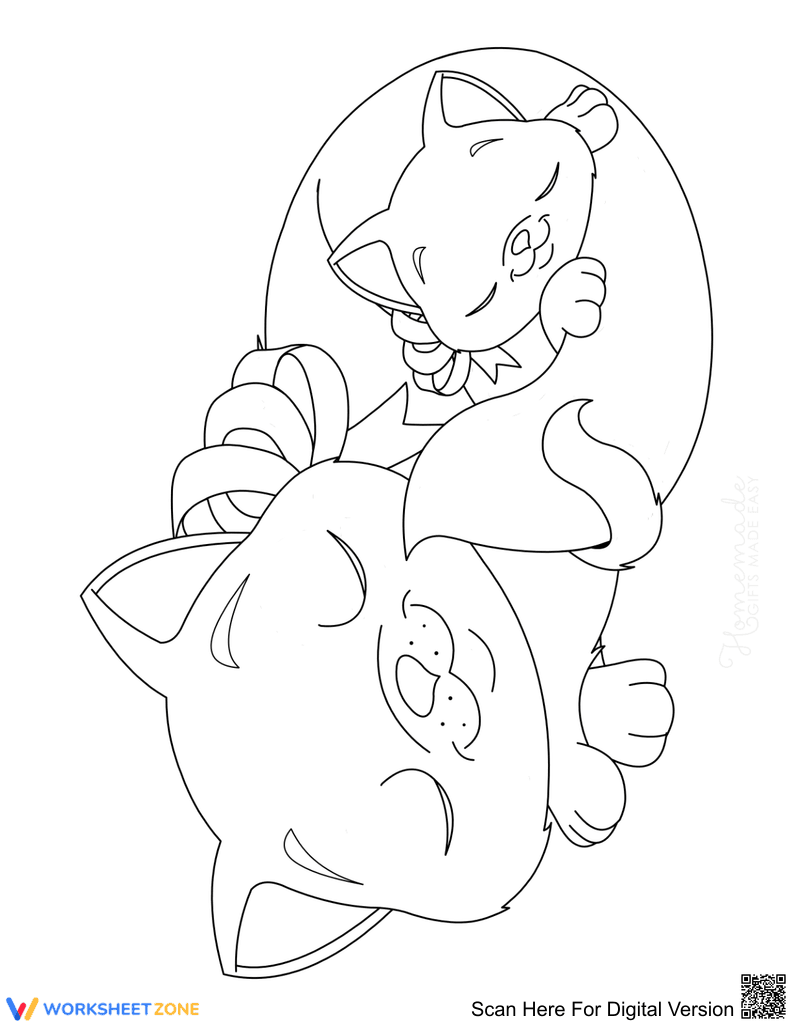 Sleeping Mother Cat and Kitten Illustration - Page 1
