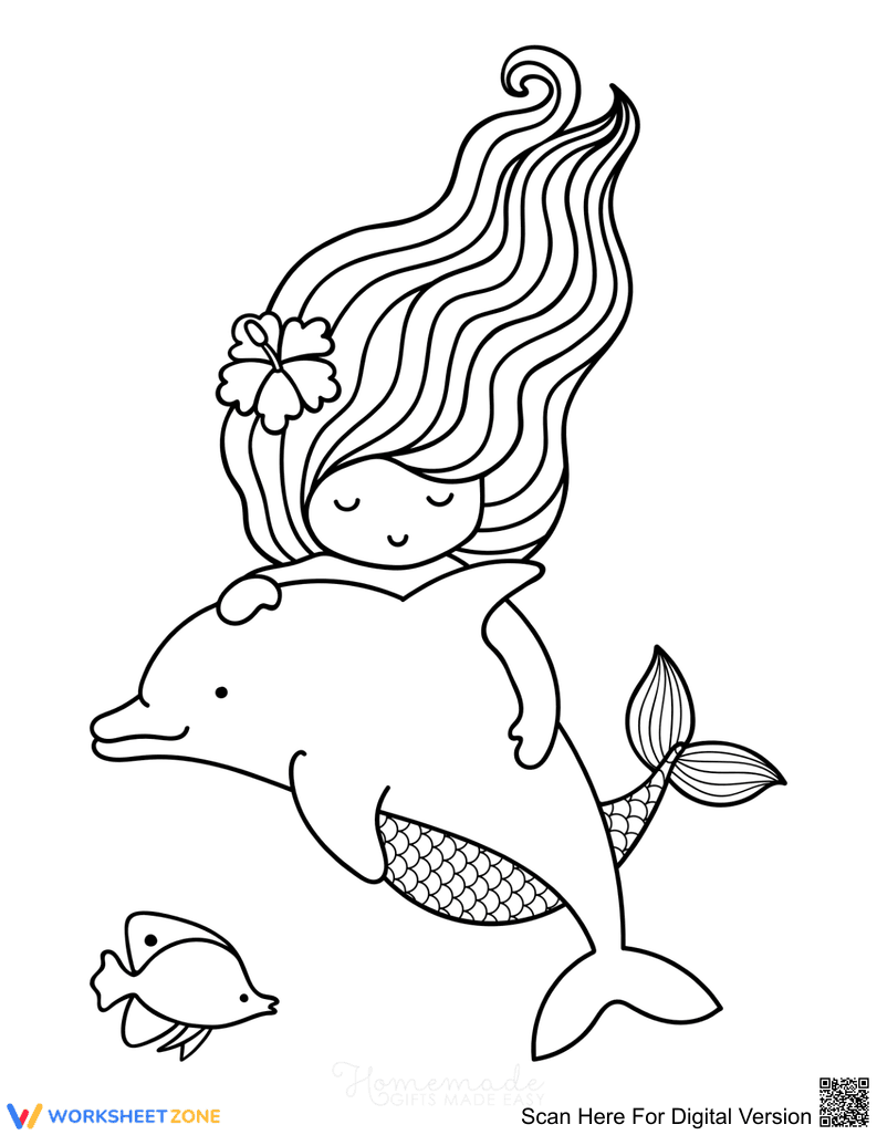 Mermaid with Dolphin Illustration - Page 1