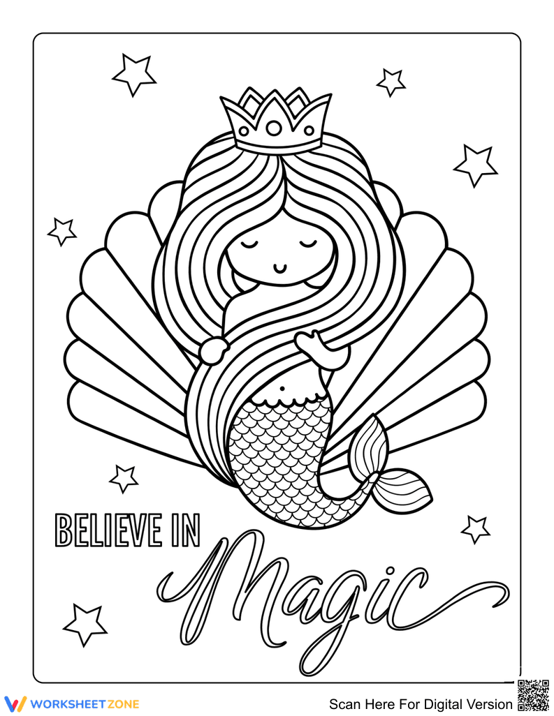 Crowned Mermaid with Clam Shell Illustration - Page 1