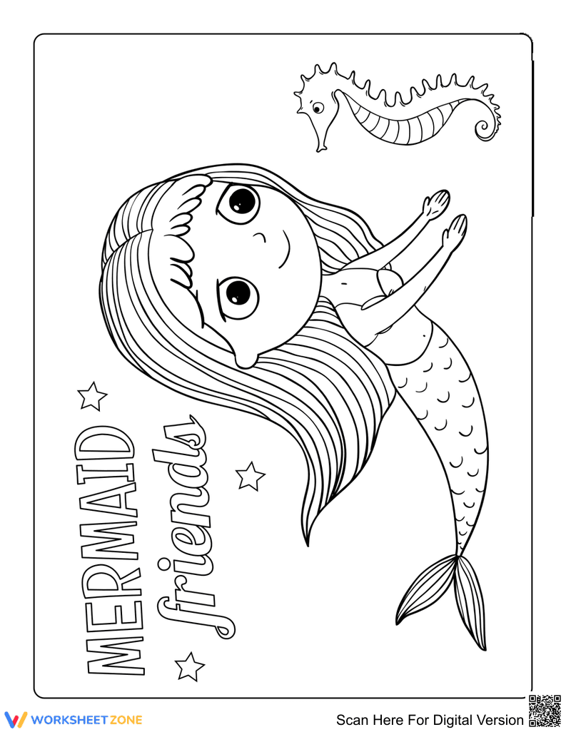 Cute Seahorse and Mermaid Illustration - Page 1