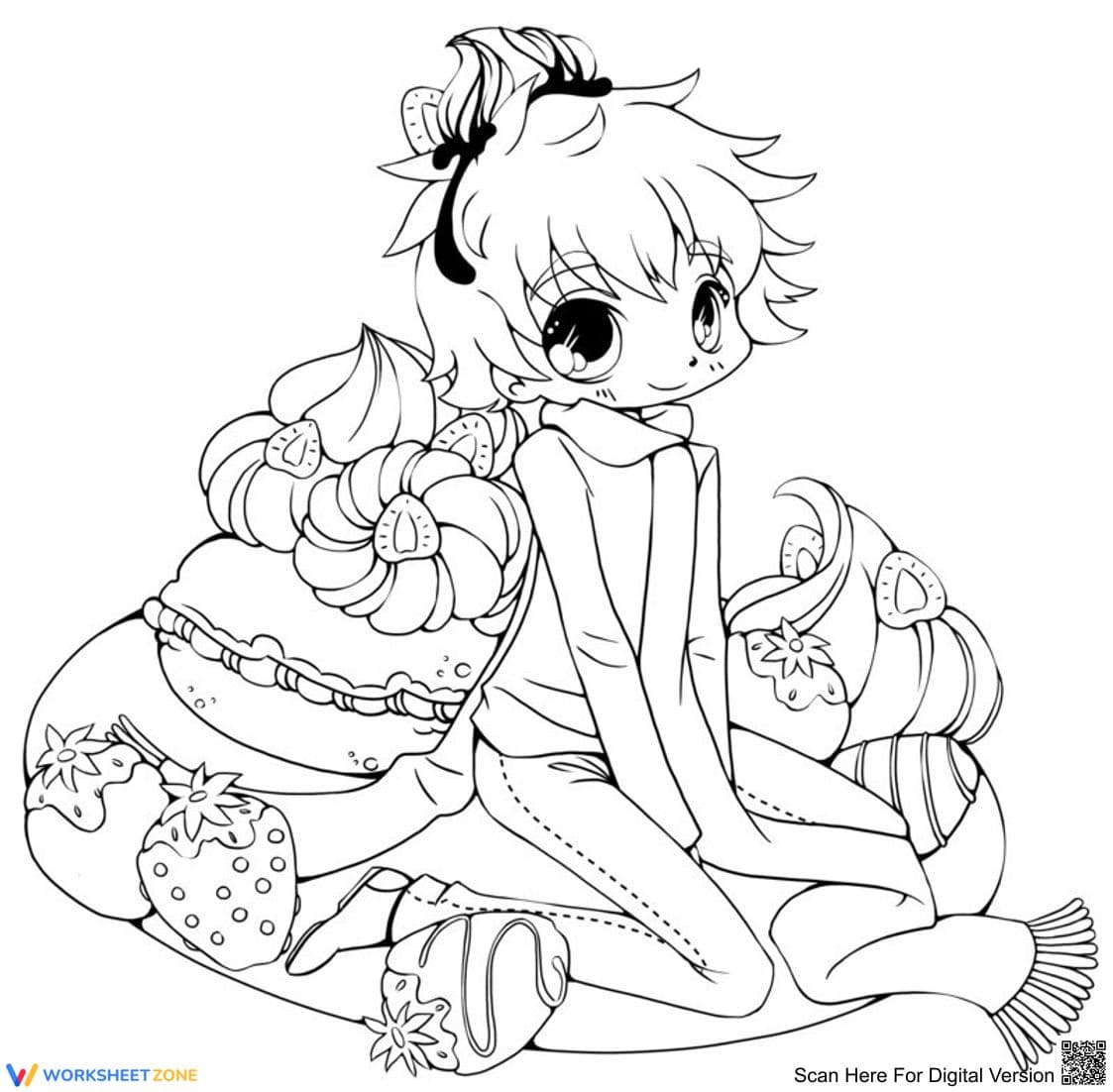 Anime Girl Coloring Page | Essential Grade K-5 Art - Page 1