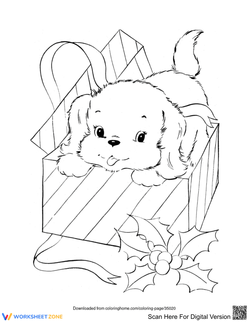 Dog in a Box Illustration Worksheet - Page 1