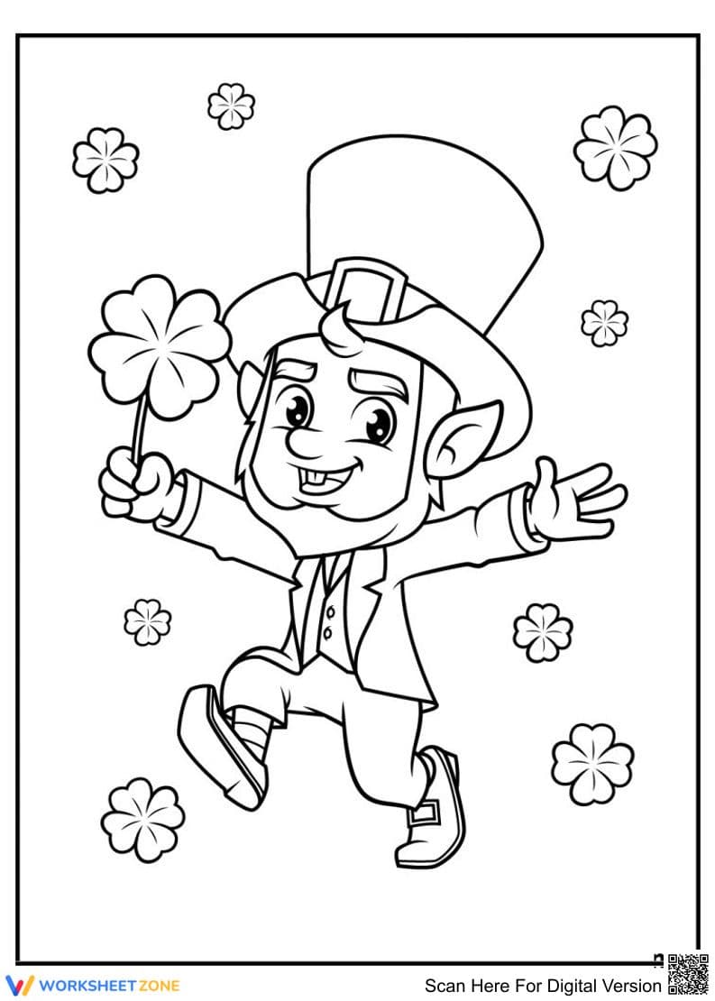 Leprechauns with Four-Leaf Clover Worksheet - Page 1