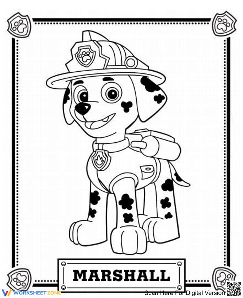 Marshall Paw Patrol Coloring Page | Essential K-2 Art - Page 1