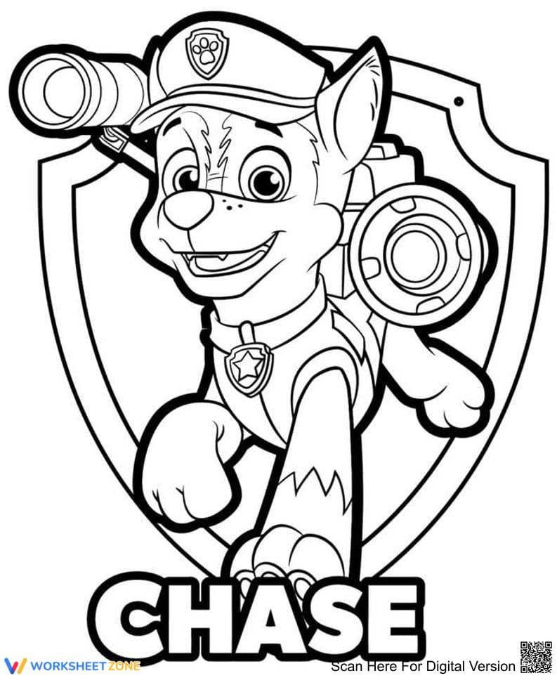 Chase Paw Patrol Coloring Page | Essential Grade K-2 - Page 1