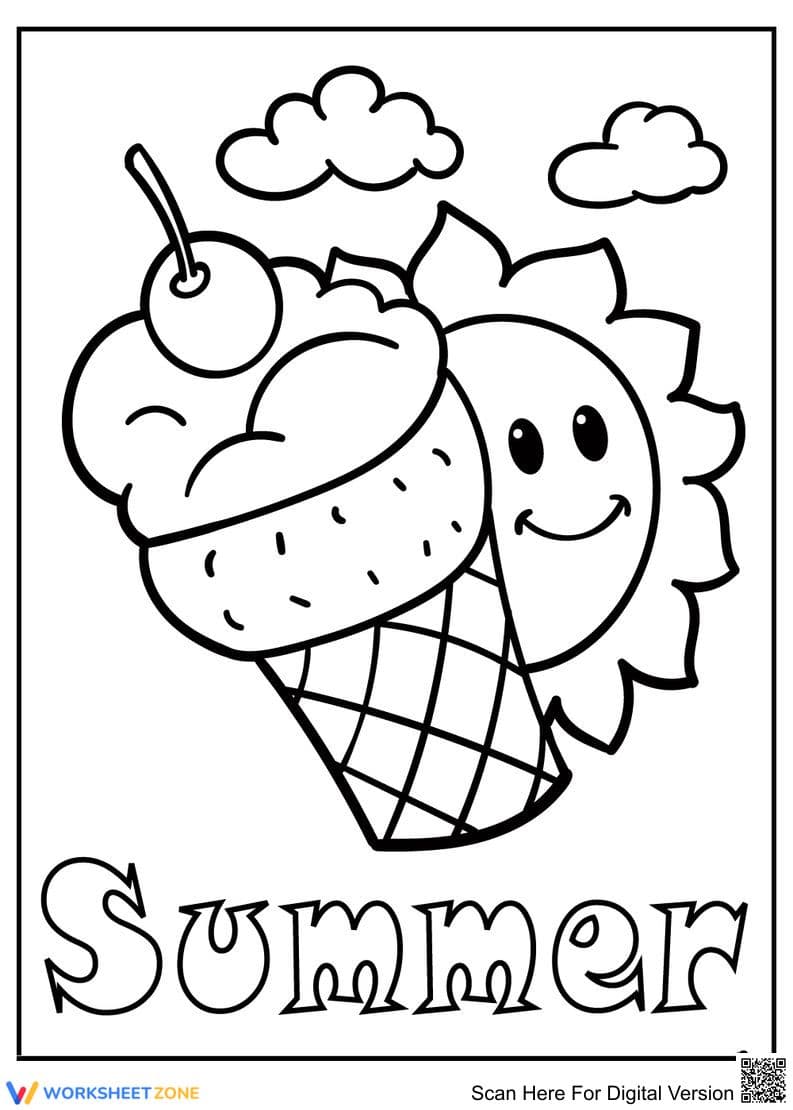 Summer Ice Cream Coloring Page | Essential Printable - Page 1
