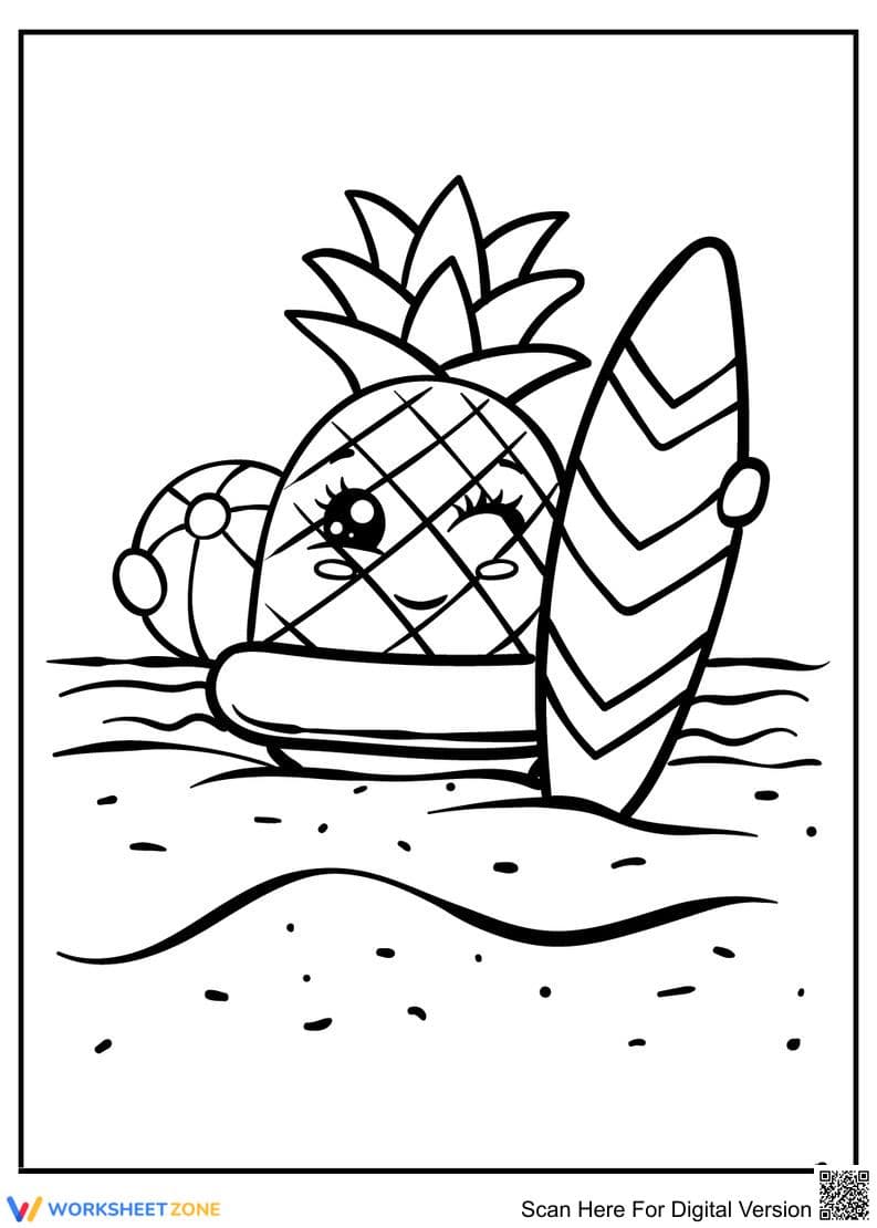 Summer Pineapple Coloring Page | Essential Grade K-5 Art - Page 1