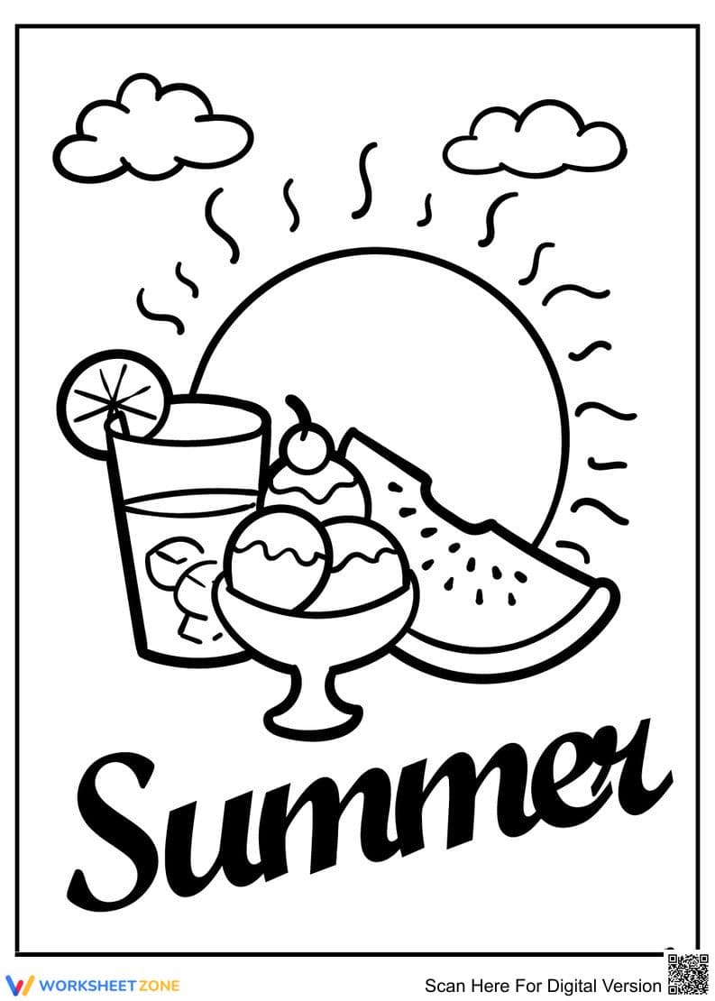 Summer Drinks Coloring Page | Essential Grade K-3 Ready - Page 1