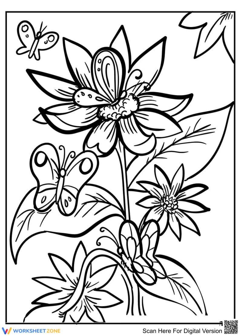 Butterflies on Sunflower — Printable No-Prep Worksheet - Page 1