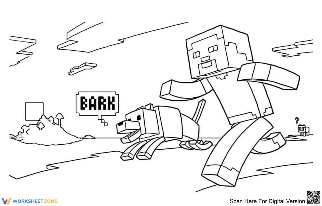 Minecraft Running Character Illustration Worksheet - Page 1
