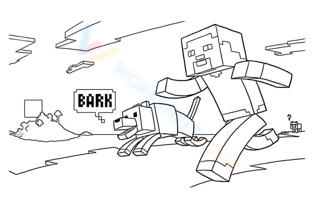 Minecraft Running Character Illustration Worksheet - Page 1