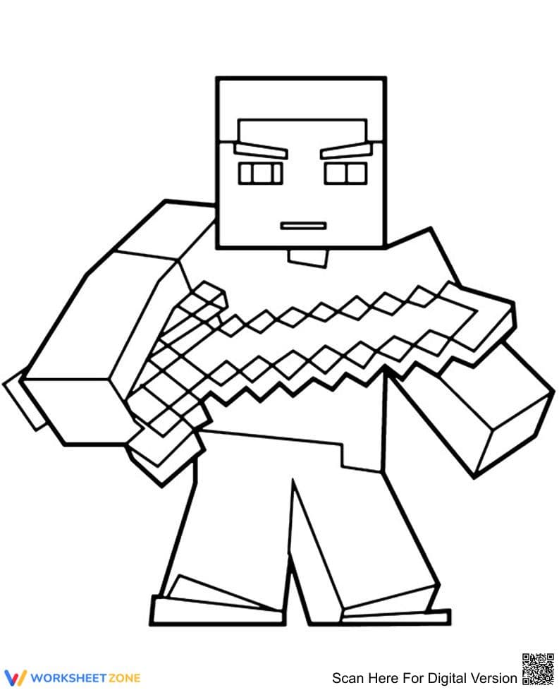 Minecraft Steve Illustration Worksheet - Page 1