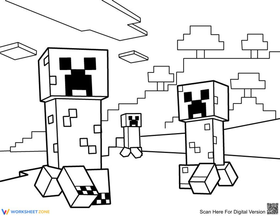 Minecraft Creeper Illustration Worksheet - Page 1