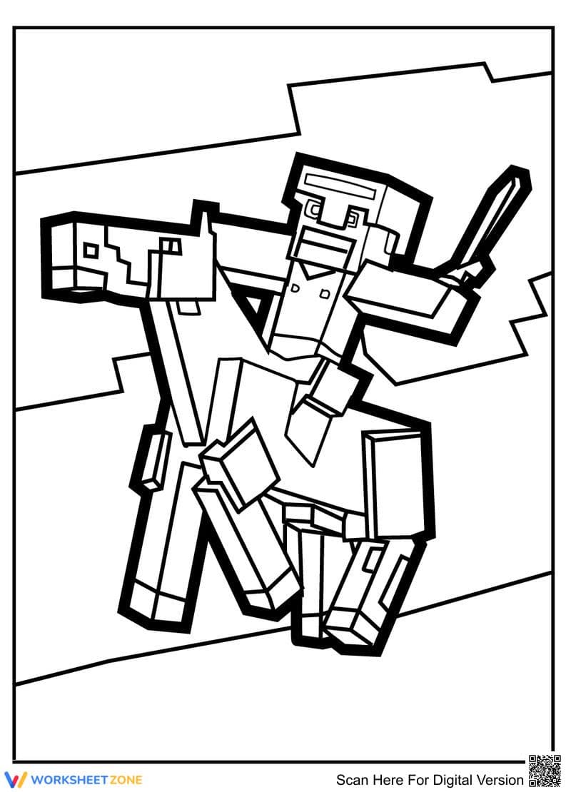 Minecraft on a Horse Illustration Worksheet - Page 1