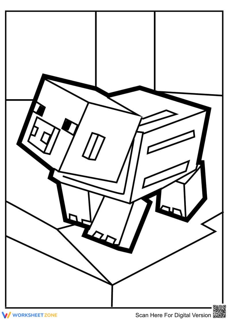 Minecraft Pig Illustration Worksheet - Page 1
