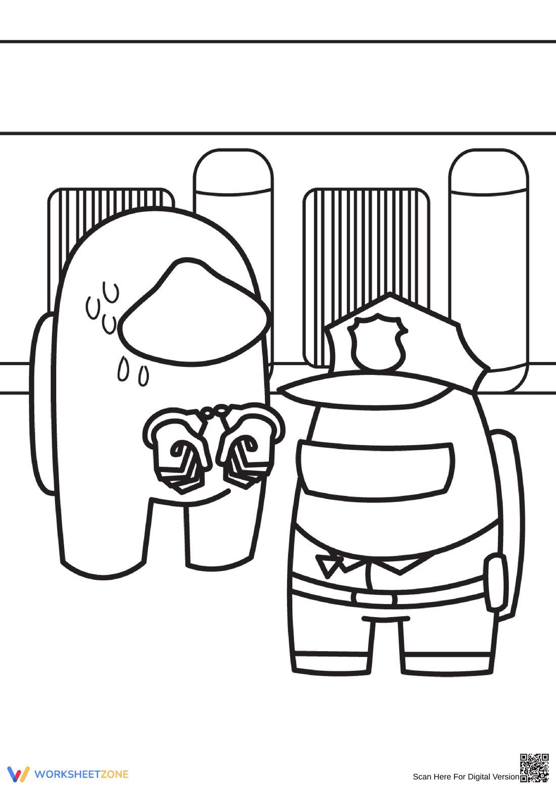 Police Among Us Illustration Worksheet - Page 1