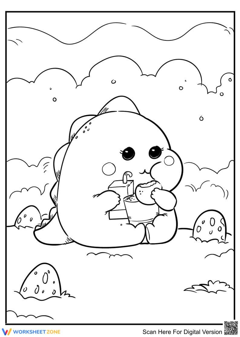 Grade K-5 Chubby Dino — Printable No-Prep Worksheet - Page 1