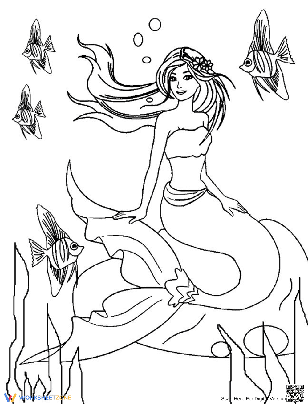 Barbie Mermaid Princess: Art Worksheet - Page 1