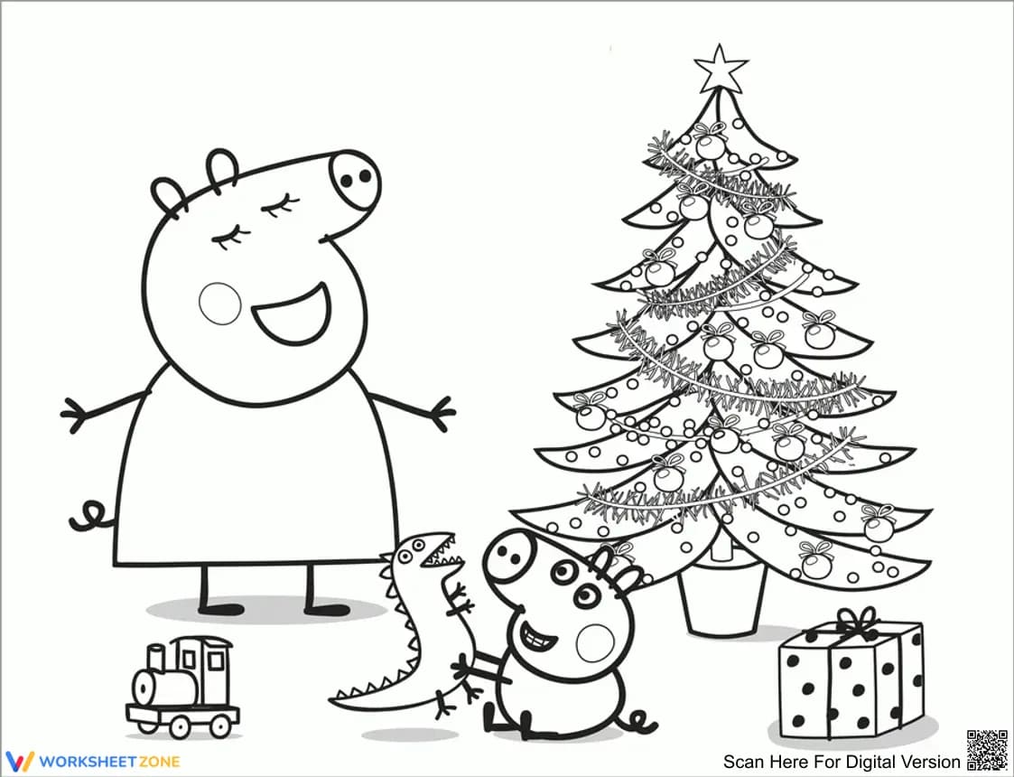 Peppa Pig Christmas Coloring Page | Essential Printable - Page 1