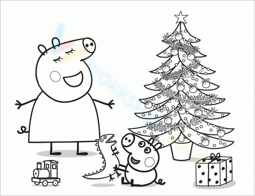 Mammy Pig, George And A Christmas Tree - Page 1