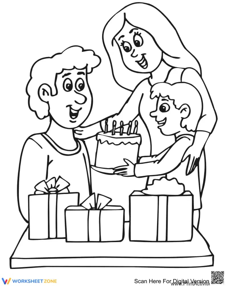 Happy Birthday Dad Coloring Page | Printable Worksheet - Page 1