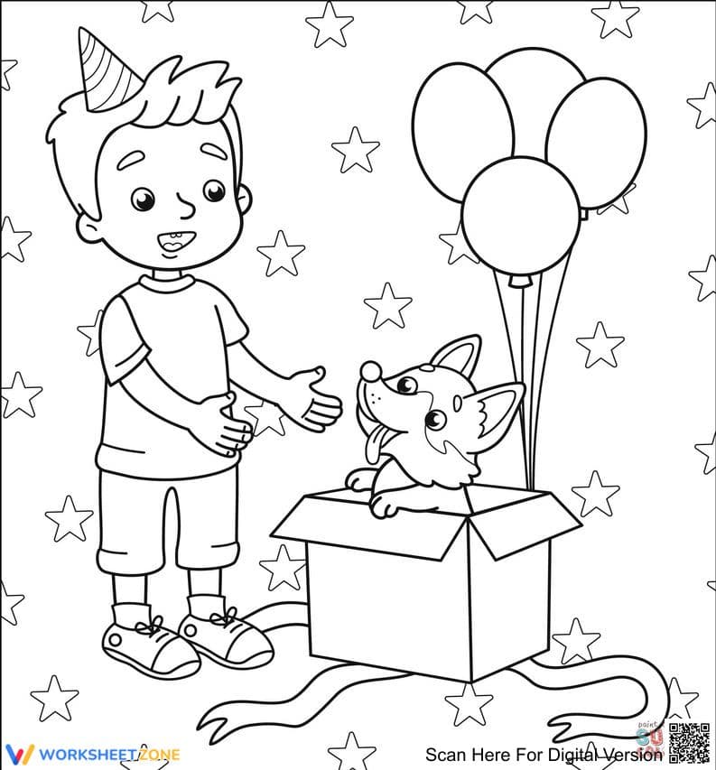 Birthday Boy Coloring Page | Essential Grade K-5 Ready - Page 1