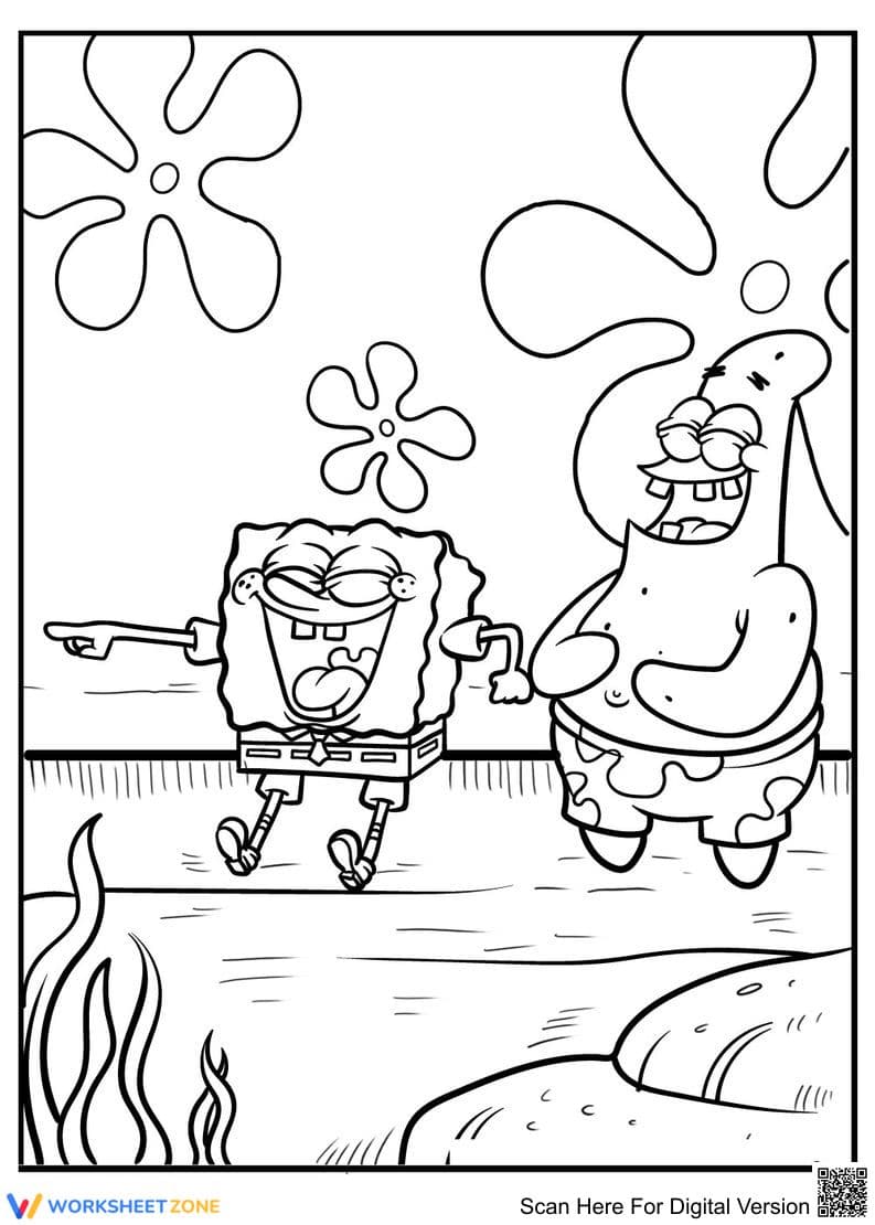 Printable SpongeBob and Patrick Coloring Page | Grade K-5 - Page 1