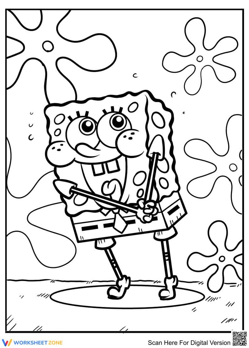 Printable Spongebob Singing Coloring Page | Grades K-5 - Page 1