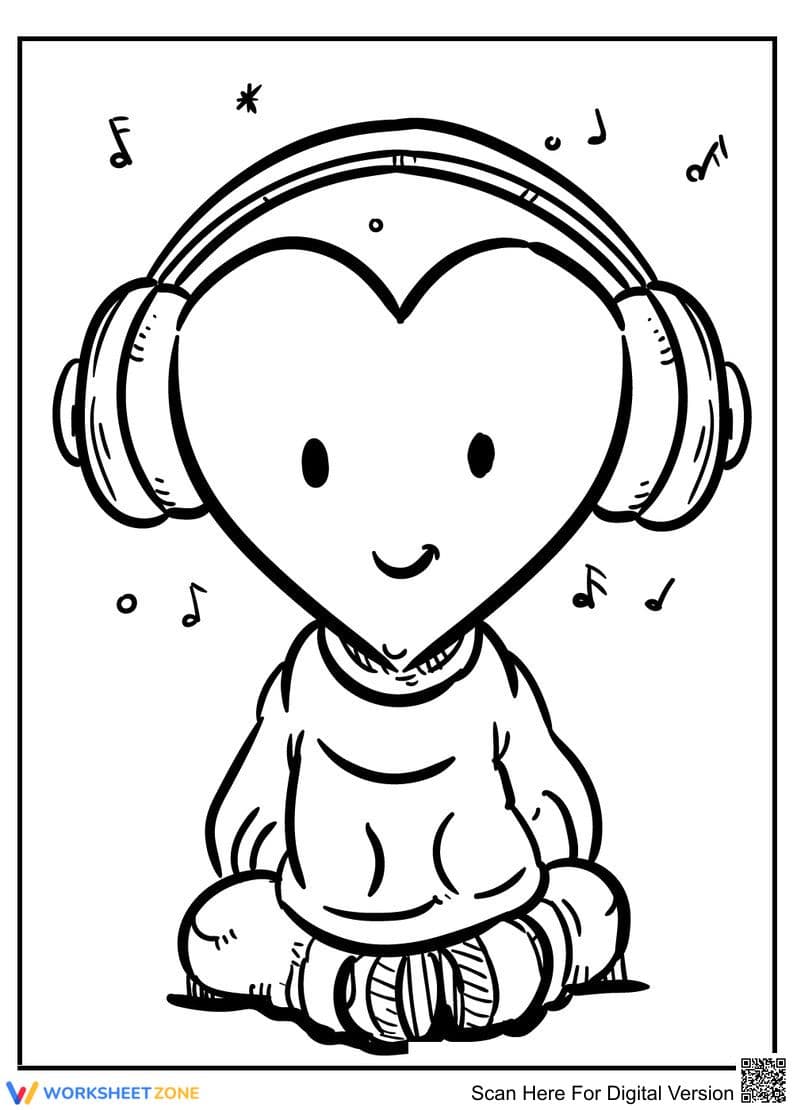 Heart Character Coloring Page | Printable K-5 Art - Page 1