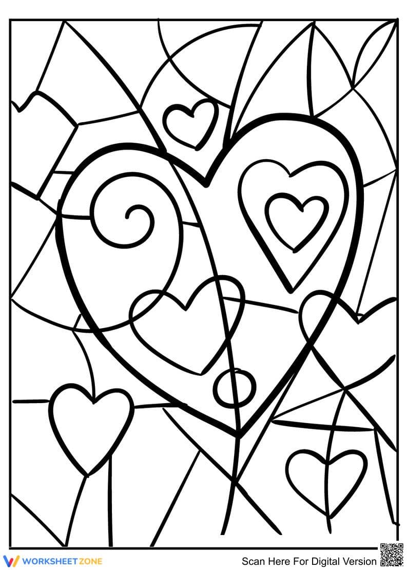 Unique Heart Coloring Page | Grade K-5 Printable - Page 1