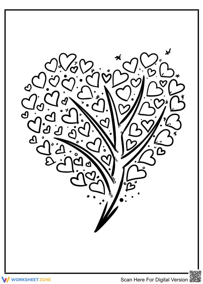 Heart Tree Coloring Page | Essential Grade K-5 Printable - Page 1